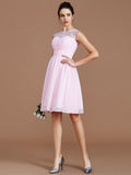 A-Line/Princess Sweetheart Sleeveless Lace Short/Mini Chiffon Bridesmaid Dresses TPP0005413