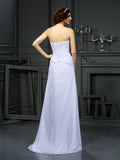 Sheath/Column Strapless Beading Sleeveless Long Chiffon Wedding Dresses TPP0006926