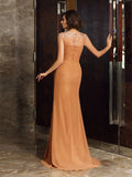 Sheath/Column Scoop Beading Sleeveless Long Chiffon Mother of the Bride Dresses TPP0007057