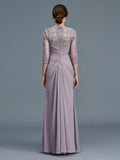 Sheath/Column 3/4 Sleeves Sweetheart Ruffles Chiffon Floor-Length Mother of the Bride Dresses TPP0007059