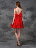 A-line/Princess V-neck Sash/Ribbon/Belt Sleeveless Short Organza Cocktail Dresses TPP0008649