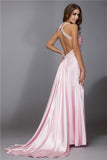 Sheath/Column Spaghetti Straps Beading Sleeveless Long Elastic Woven Satin Dresses TPP0003830