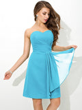 Sheath/Column Sweetheart Pleats Sleeveless Short Chiffon Bridesmaid Dresses TPP0005639