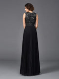 A-Line/Princess V-neck Lace Sleeveless Long Chiffon Mother of the Bride Dresses TPP0007265