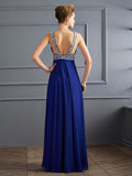 Sheath/Column Straps Sleeveless Beading Long Chiffon Dresses TPP0003462