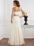 Trumpet/Mermaid Strapless Sleeveless Sash/Ribbon/Belt Long Organza Dresses TPP0003776