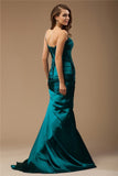 Trumpet/Mermaid One Shoulder Sleeveless Long Ruffles Beading Elastic Woven Satin Dresses TPP0004048