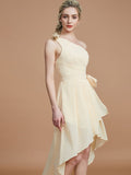 A-Line/Princess One-Shoulder Sleeveless Layers Asymmetrical Chiffon Bridesmaid Dresses TPP0005056