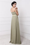 Sheath/Column Strapless Sleeveless Hand-Made Flower Pleats Long Chiffon Bridesmaid Dresses TPP0005827