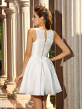 A-Line/Princess High Neck Sleeveless Short Taffeta Cocktail Dresses TPP0008379