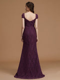 A-Line/Princess Bateau Sleeveless Floor-Length Lace Chiffon Bridesmaid Dresses