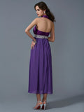 A-Line/Princess Halter Sleeveless Beading Long Chiffon Bridesmaid Dresses TPP0005178