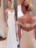 Trumpet/Mermaid Chiffon Scoop Lace Sleeveless Court Train Wedding Dresses TPP0006718