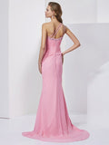 Sheath/Column Sweetheart Sleeveless Beading Long Chiffon Dresses TPP0003761