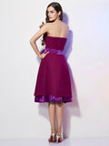 A-Line/Princess Strapless Sleeveless Bowknot Short Chiffon Bridesmaid Dresses TPP0005419