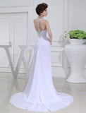 A-Line/Princess Beading V-neck Sleeveless Chiffon Wedding Dresses TPP0006864