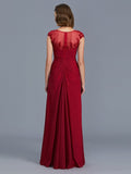 Sheath/Column Scoop Sleeveless Chiffon Ruffles Floor-Length Mother of the Bride Dresses TPP0007361