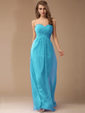 Sheath/Column Sweetheart Sleeveless Long Beading Ruffles Chiffon Bridesmaid Dresses TPP0005772