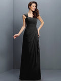 A-Line/Princess Straps Pleats Sleeveless Long Chiffon Bridesmaid Dresses TPP0005181