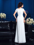 A-Line/Princess Scoop Short Sleeves High Low Chiffon Mother of the Bride Dresses TPP0007119