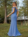 Sheath/Column Chiffon Ruched V-neck Sleeveless Floor-Length Bridesmaid Dresses TPP0005002