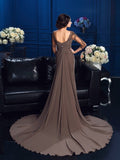 Sheath/Column Scoop Beading 3/4 Sleeves Long Chiffon Mother of the Bride Dresses TPP0007121