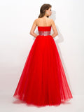 Ball Gown Strapless Beading Sleeveless Long Net Quinceanera Dresses TPP0003313