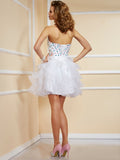 A-Line/Princess Sweetheart Sleeveless Rhinestone Short Organza Homecoming Dresses TPP0008659