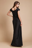 Sheath/Column V-neck Short Sleeves Long Ruffles Taffeta Dresses TPP0009262