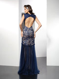 Trumpet/Mermaid Sweetheart Lace Sleeveless Long Net Dresses TPP0003481