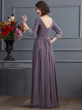 Sheath/Column V-neck 3/4 Sleeves Beading Long Chiffon Mother of the Bride Dresses TPP0007245