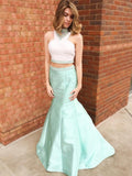 Trumpet/Mermaid High Neck Sleeveless Floor-Length Beading Satin Dresses TPP0003412