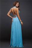 Sheath/Column V-neck Beading Sleeveless Long Chiffon Dresses TPP0003963