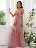 A-Line/Princess Chiffon Ruffles Strapless Sleeveless Floor-Length Bridesmaid Dresses TPP0004948