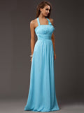 Sheath/Column Halter Sleeveless Ruffles Long Chiffon Bridesmaid Dresses TPP0005366