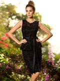 Sheath/Column Scoop Lace Sleeveless Short Satin Bridesmaid Dresses TPP0005487