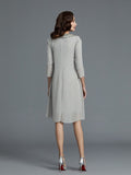 Sheath/Column Scoop 1/2 Sleeves Chiffon Short/Mini Mother of the Bride Dresses TPP0007163