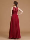 A-Line/Princess Spaghetti Straps Sleeveless Floor-Length Lace Chiffon Bridesmaid Dresses