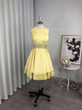 A-Line/Princess Satin Beading Scoop Sleeveless Short/Mini Homecoming Dresses TPP0004779