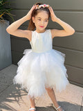 A-Line/Princess Tulle Lace Scoop Sleeveless Short/Mini Flower Girl Dresses TPP0007487