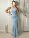 Trumpet/Mermaid Halter Sleeveless Floor-Length Spandex Dresses TPP0004433