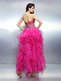 A-Line/Princess Sweetheart Rhinestone Sleeveless High Low Organza Cocktail Dresses TPP0008385