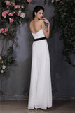 Sheath/Column Sweetheart Sleeveless Pleats Hand-Made Flower Long Chiffon Bridesmaid Dresses TPP0005861