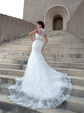 Trumpet/Mermaid V-neck Applique Sleeveless Long Lace Wedding Dresses TPP0006368