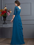 A-Line/Princess V-neck 3/4 Sleeves Long Chiffon Mother of the Bride Dresses TPP0007117