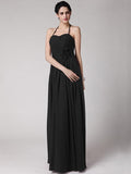 Sheath/Column Halter Sleeveless Hand-Made Flower Long Chiffon Bridesmaid Dresses TPP0005817