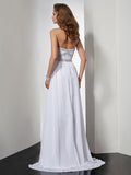 Sheath/Column Strapless Sleeveless Beading Long Chiffon Dresses TPP0003938