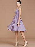 A-Line/Princess Halter Sleeveless Ruched Short/Mini Chiffon Bridesmaid Dresses TPP0005152