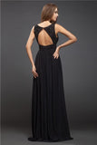 Sheath/Column V-neck Sleeveless Beading Lace Long Chiffon Dresses TPP0003376