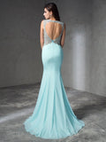 Trumpet/Mermaid Jewel Beading Sleeveless Long Chiffon Dresses TPP0003946